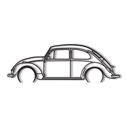 Industrial Style 1966 Volkswagen Beetle Metal Wall Decor Minimalist Silhouette