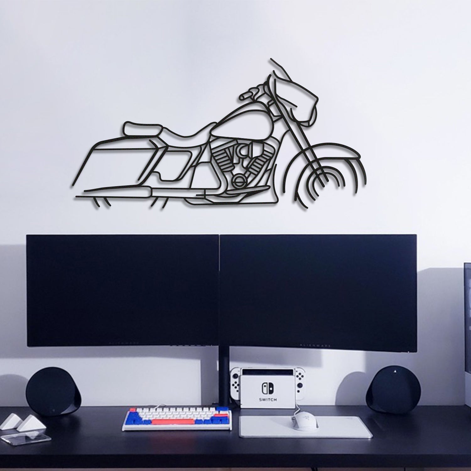 Industrial Style Harley Davidson Street Glide Metal Wall Decor Minimalist Silhouette