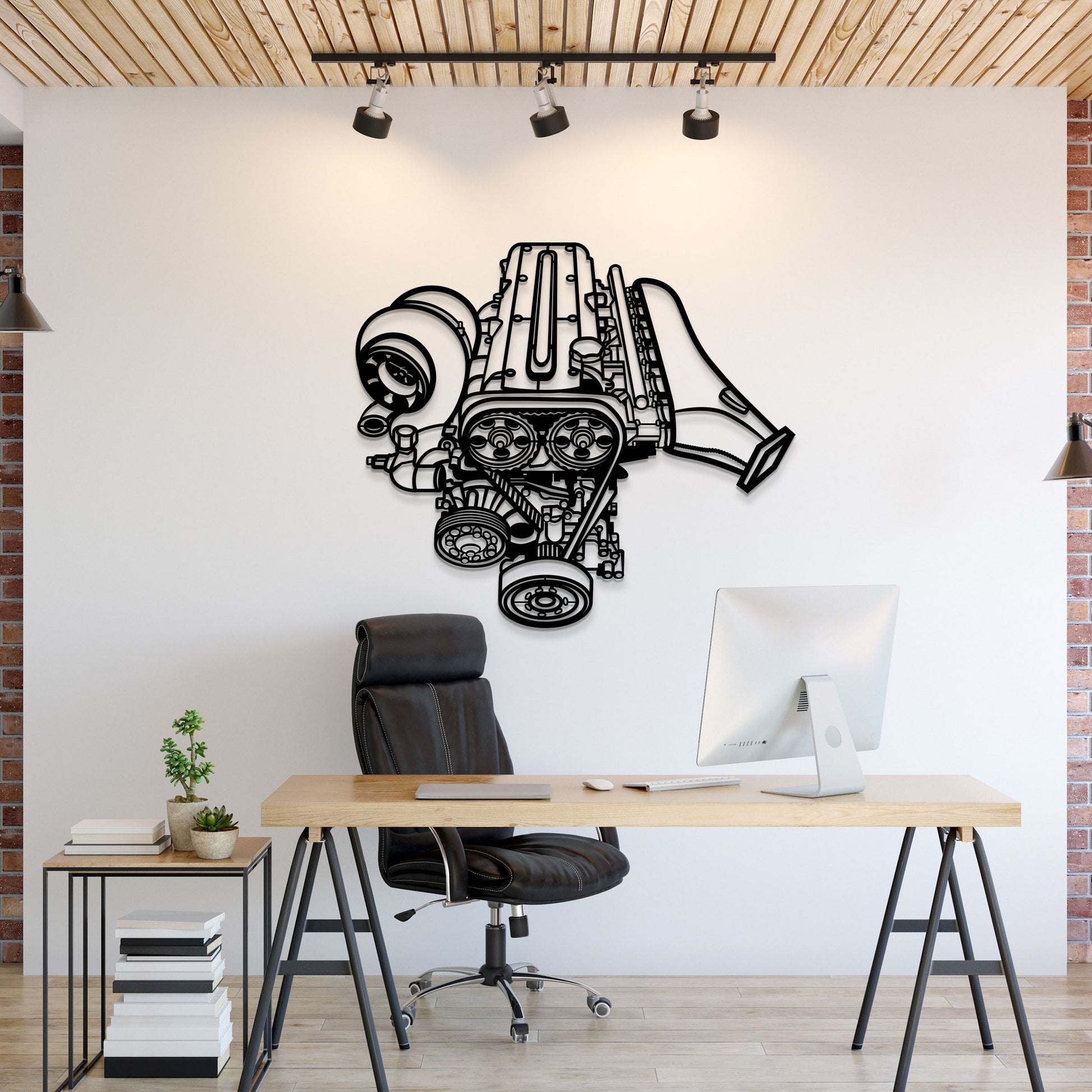 Toyota 2JZ engine block metal wall art silhouette