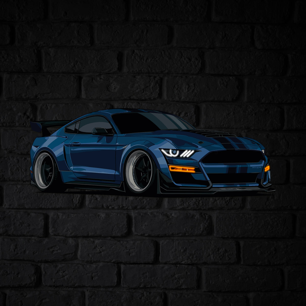 GT500 Perspective Neon Car Wall Art - UV0008