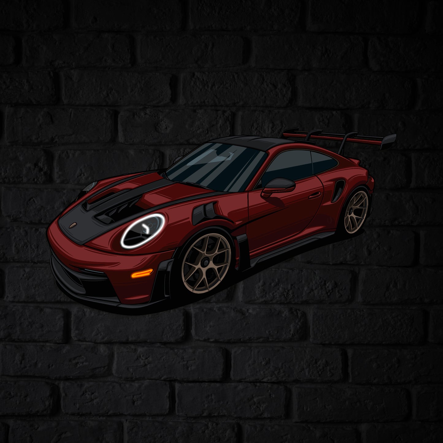 GT3 RS Perspektive Neon Auto Wandkunst - UV0007