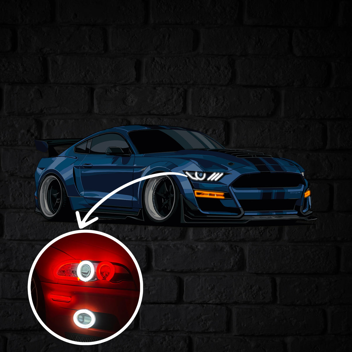 GT500 Perspective Neon Car Wall Art - UV0008