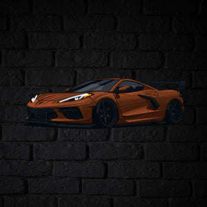 Corvette C8 Perspective Neon Car Wall Art - UV0003