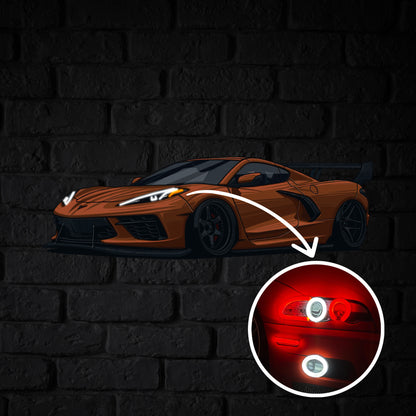 Corvette C8 Perspective Neon Car Wall Art - UV0003