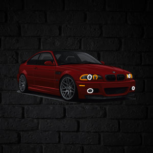 E46 Perspective Neon Car Wall Art - UV0006