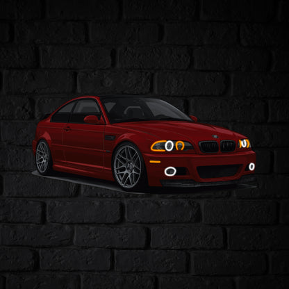 E46 Perspective Neon Car Wall Art - UV0006