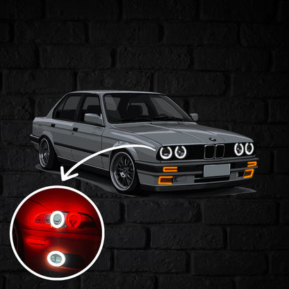 E30 Perspective Neon Car Wall Art - UV0004