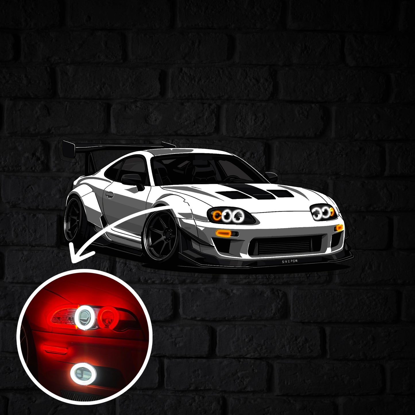 Supra MK4 Perspective Neon Car Wall Art - UV0010