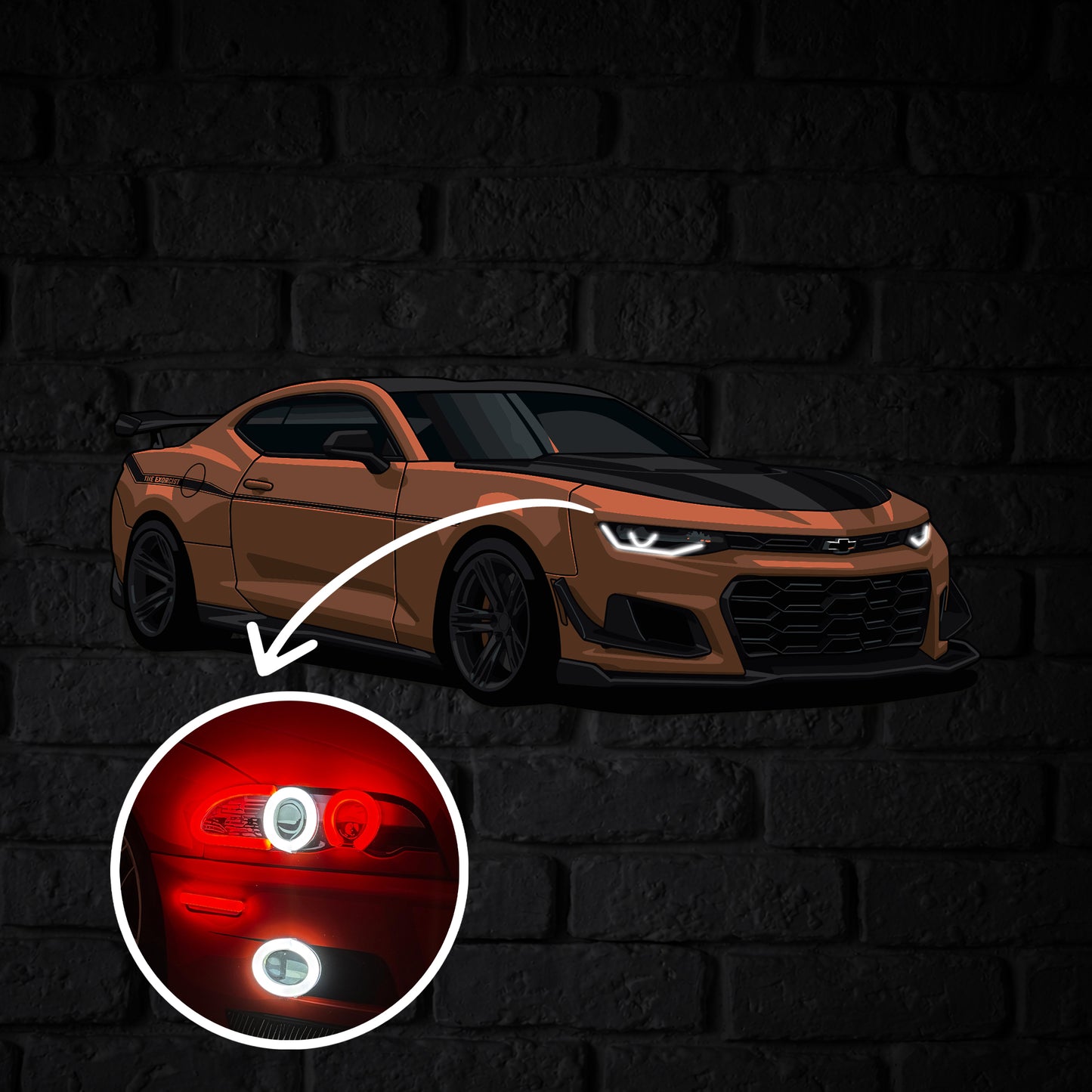 Camaro ZL1 Perspective Neon Car Wall Art - UV0002