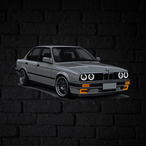 E30 Perspective Neon Car Wall Art - UV0004