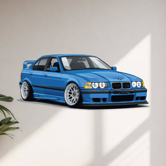 E36 Perspektive Neon Auto Wandbild – UV0005