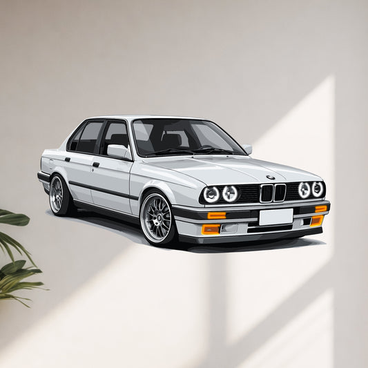 E30 Perspektive Neon Auto Wandkunst - UV0004