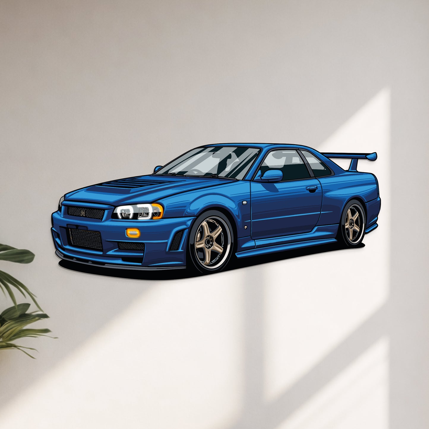 GT-R R-34 Perspective Neon Car Wall Art - UV0009