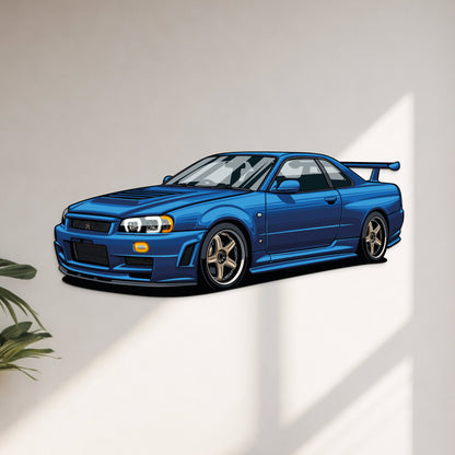 GT-R R-34 Perspective Neon Car Wall Art - UV0009
