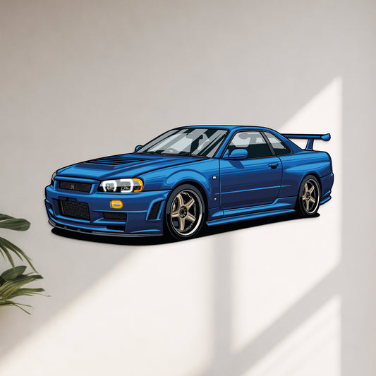 GT-R R-34 Perspektive Neon Auto Wandkunst - UV0009