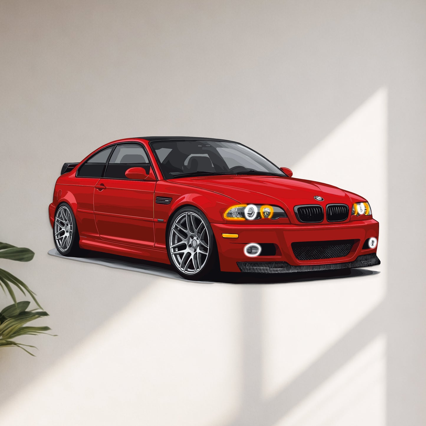 E46 Perspective Neon Car Wall Art - UV0006
