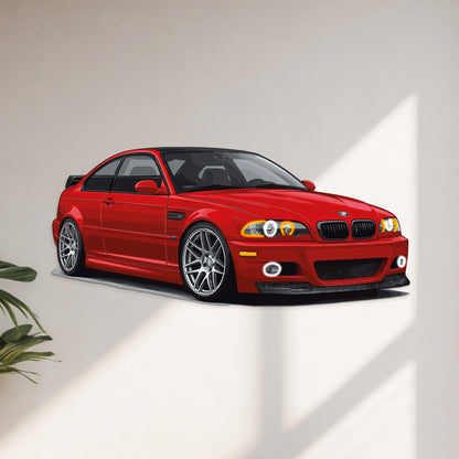 E46 Perspective Neon Car Wall Art - UV0006