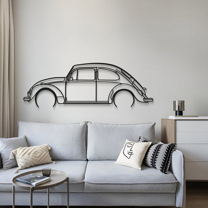 Modern 1966 Volkswagen Beetle Wall Hanging In Textured Black Steel