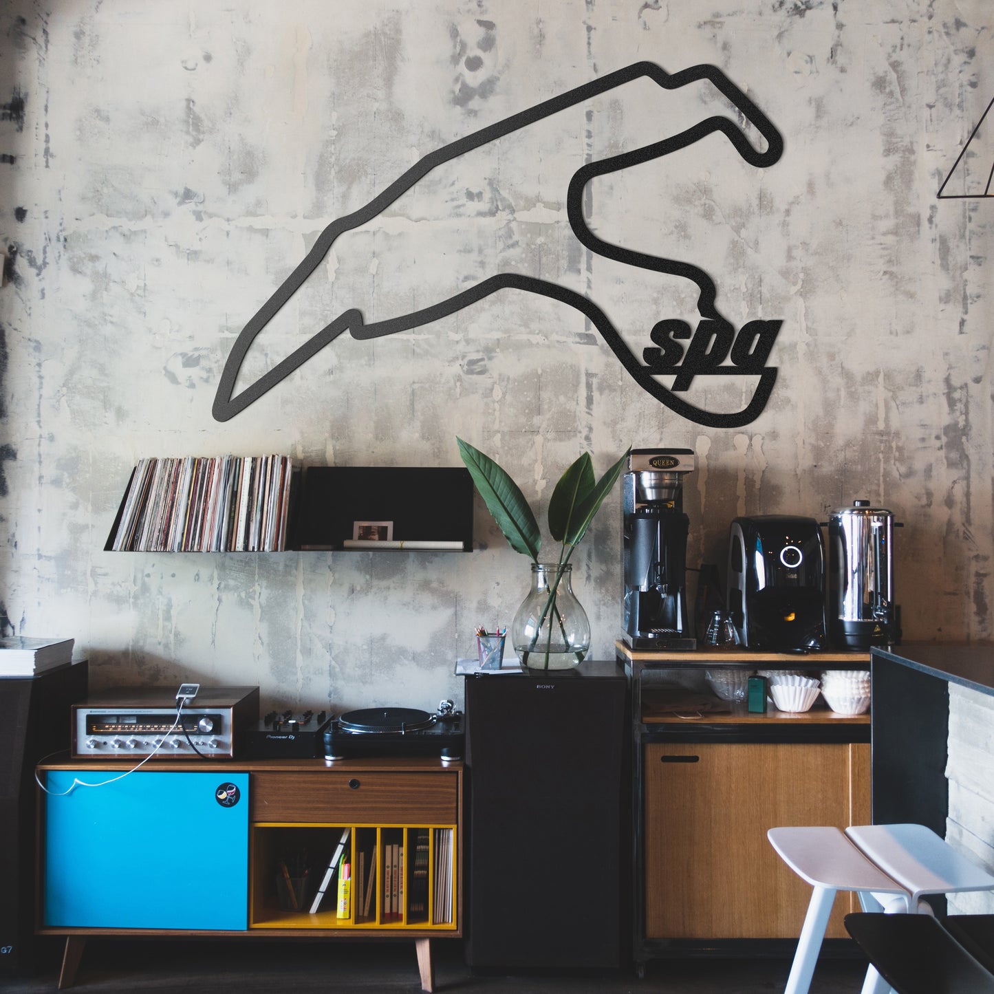 Matte finish wall art showcasing Spa Formula 1 circuit elevating hallway ambiance