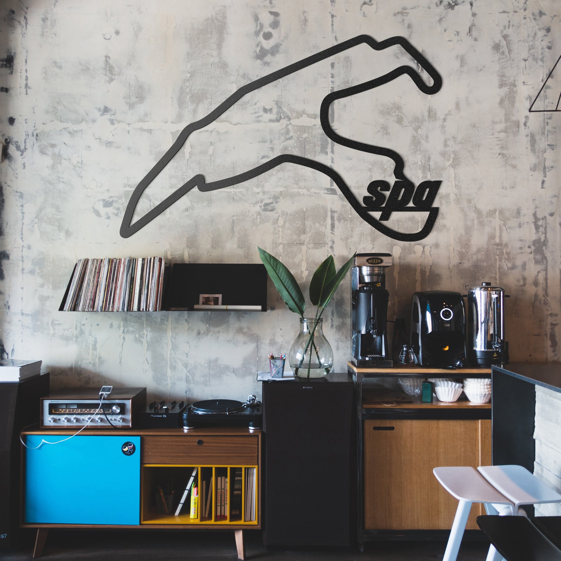 Matte finish wall art showcasing Spa Formula 1 circuit elevating hallway ambiance