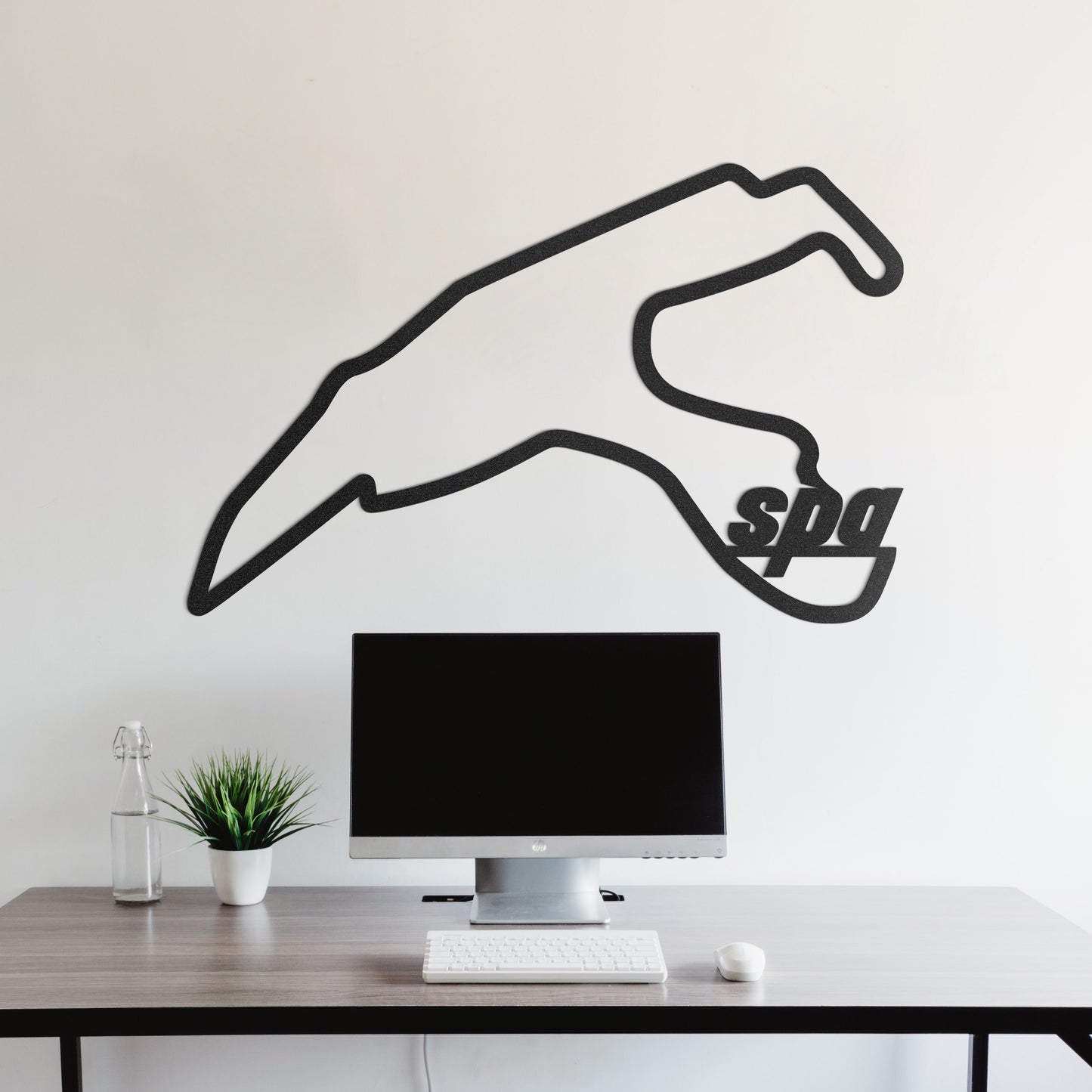 Sleek décor featuring Spa Formula 1 circuit metal wall art adding motorsport flair