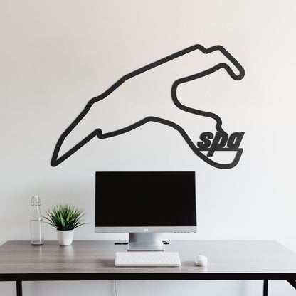 Sleek décor featuring Spa Formula 1 circuit metal wall art adding motorsport flair