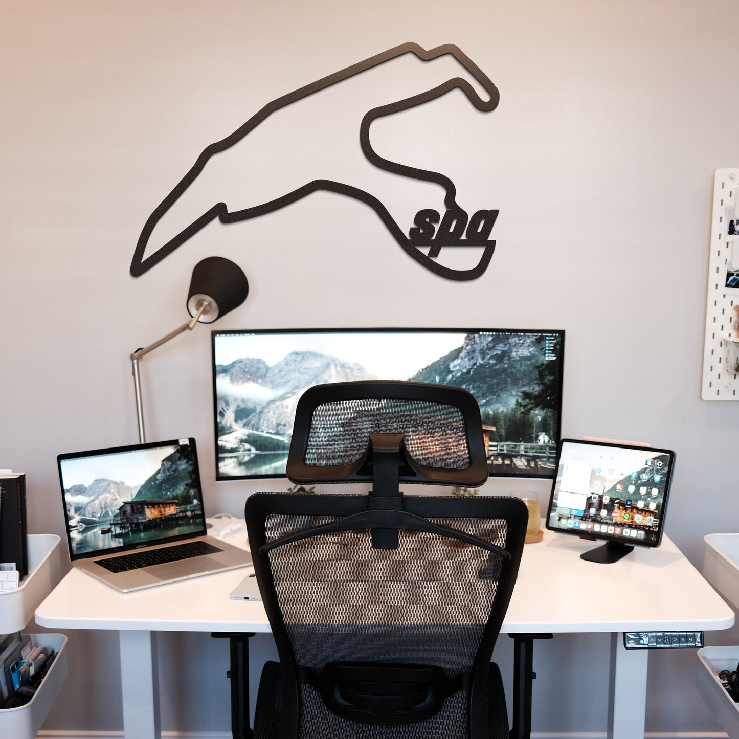 Laser cut metal track art with Spa Formula 1 circuit for modern living room décor